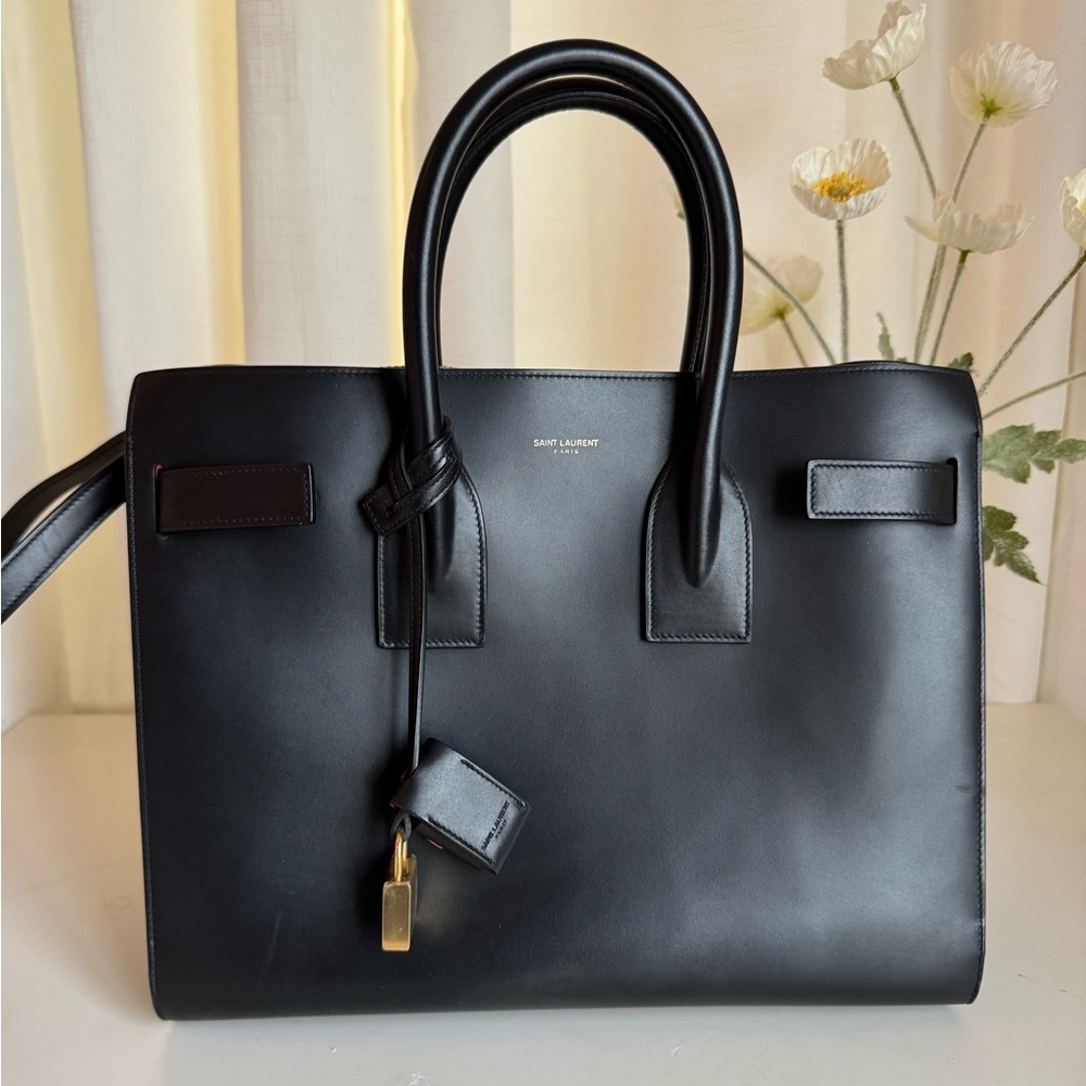 Saint Laurent Sac De Jour Leather Tote, Black